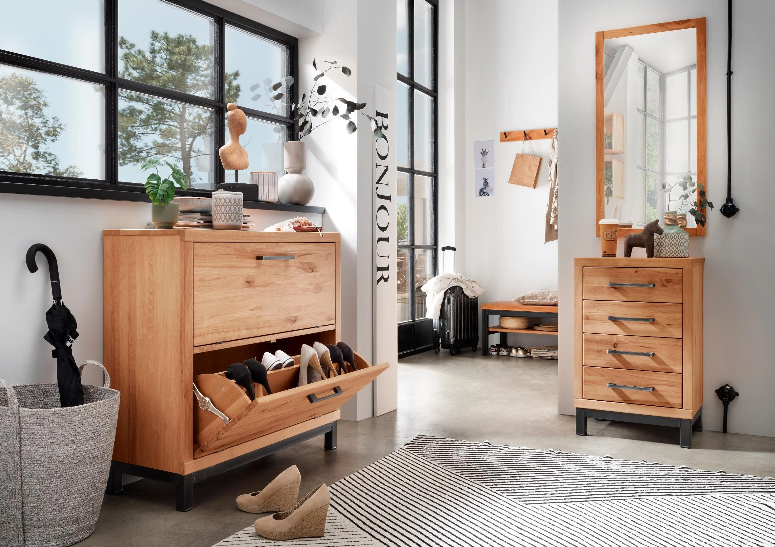 Garderobenschrank Brest Wildeiche/ Kernbuche massiv (rechts angeschlagen) B/H/T 60 x 200 x 38 cm - Image 6