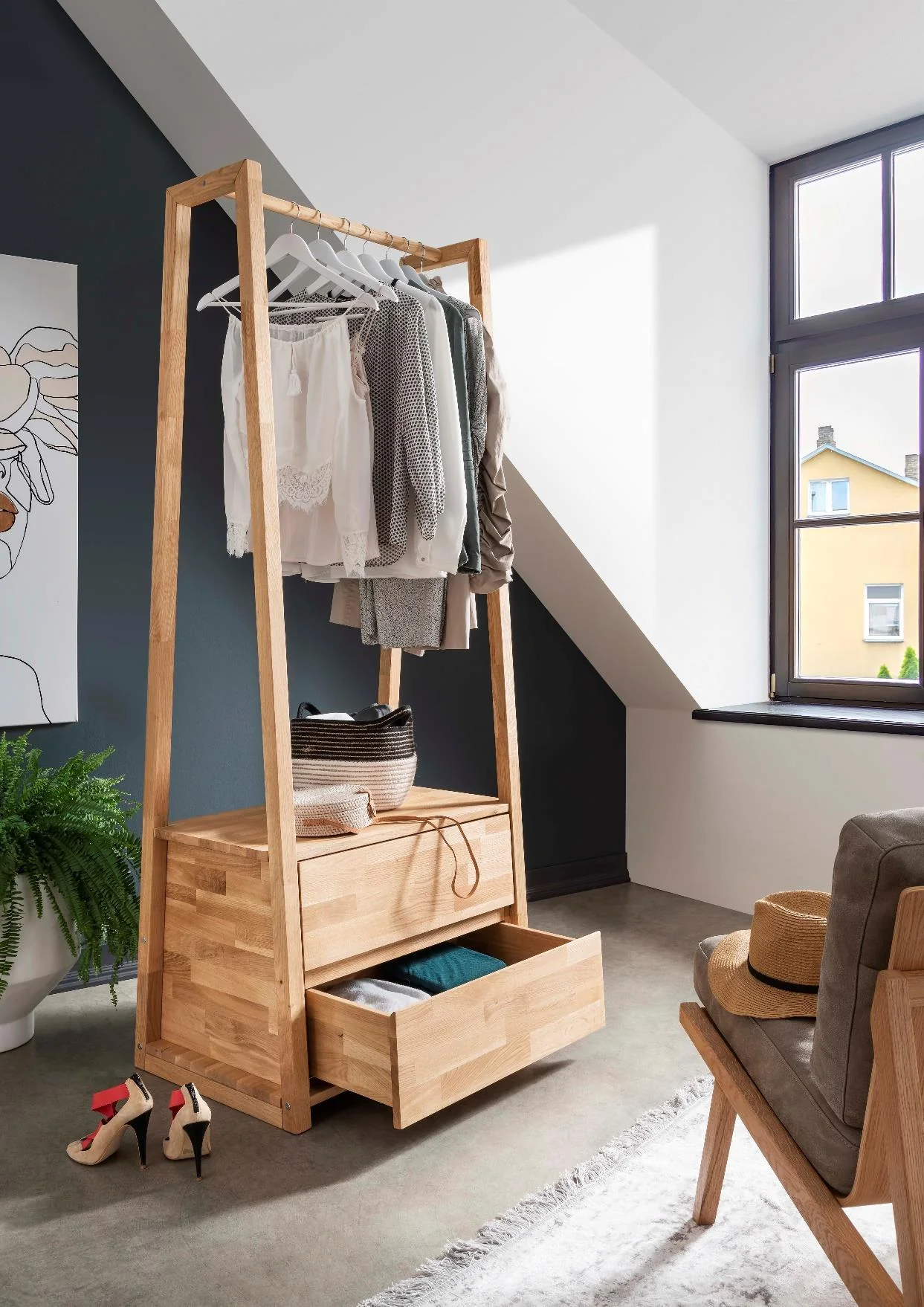 TPT Bern Garderobe Kernbuche/ Eiche massiv mit/ohne Schubladen - Image 3