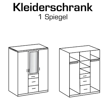 Drehtürenschrank Cariba mit Schubladen B/H/T ca. 90/135 x 199 x 58 cm Kinderzimmer - Image 10
