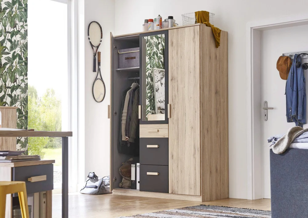 Drehtürenschrank Cariba mit Schubladen B/H/T ca. 90/135 x 199 x 58 cm Kinderzimmer - Image 3