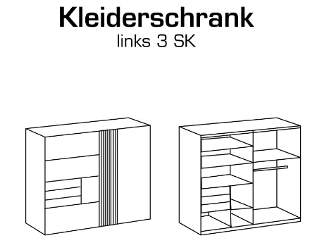 Schwebetürenschrank Coburg mit Schubladen B/H/T ca. 180 x 198 x 65 cm - Image 3