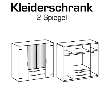 Drehtürenschrank Detroit mit Spiegeltüren und Schubladen B/H/T ca. 200/250/300 x 216 x 58 cm - Image 15