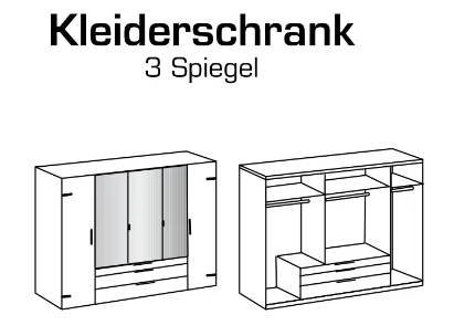 Drehtürenschrank Detroit mit Spiegeltüren und Schubladen B/H/T ca. 200/250/300 x 216 x 58 cm - Image 17