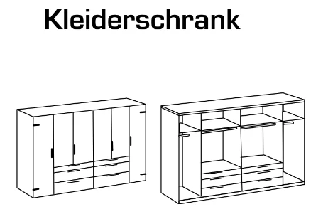 Drehtürenschrank Detroit mit Spiegeltüren und Schubladen B/H/T ca. 200/250/300 x 216 x 58 cm - Image 18