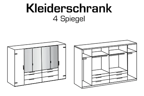 Drehtürenschrank Detroit mit Spiegeltüren und Schubladen B/H/T ca. 200/250/300 x 216 x 58 cm - Image 19