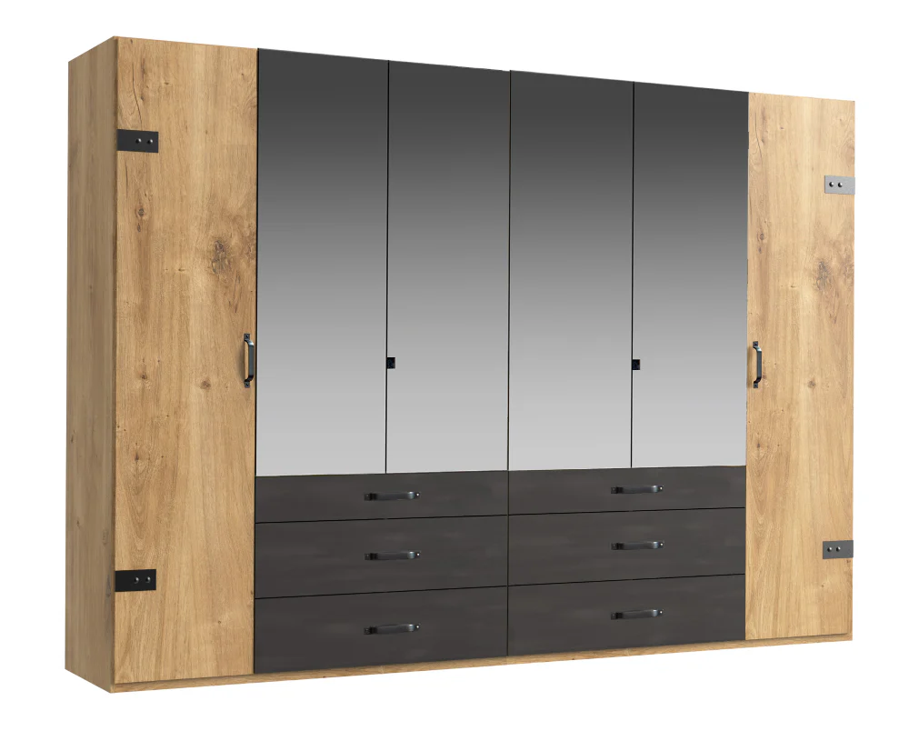 Drehtürenschrank Detroit mit Spiegeltüren und Schubladen B/H/T ca. 200/250/300 x 216 x 58 cm - Image 27