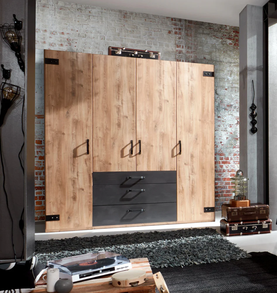 Drehtürenschrank Detroit mit Spiegeltüren und Schubladen B/H/T ca. 200/250/300 x 216 x 58 cm - Image 3