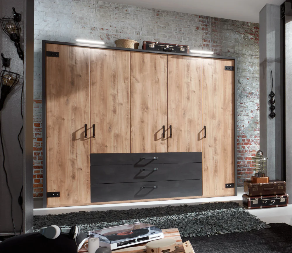 Drehtürenschrank Detroit mit Spiegeltüren und Schubladen B/H/T ca. 200/250/300 x 216 x 58 cm - Image 5