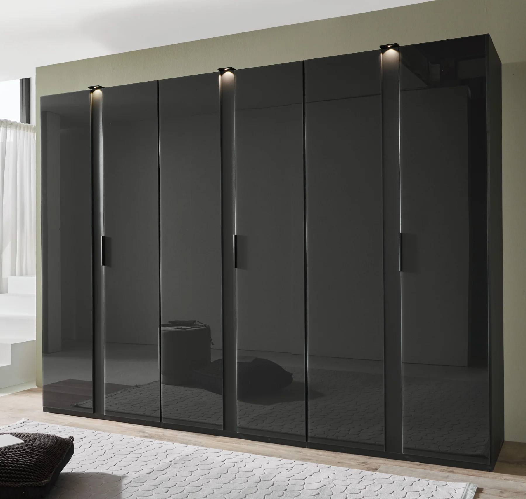 Drehtürenschrank Rimini Farbglas 6-türig B/H/T ca. 300 x 216 x 58 cm - Image 9