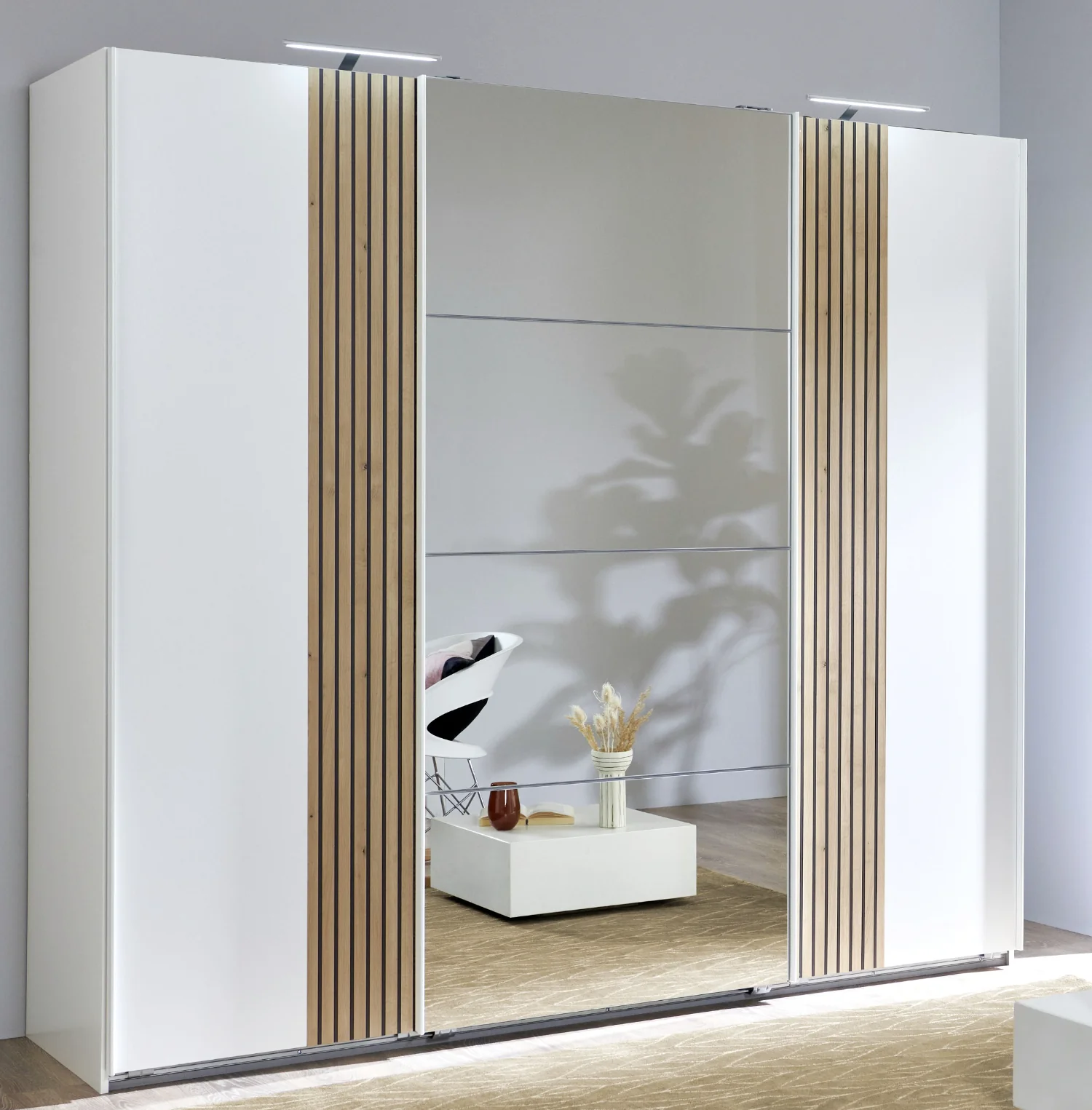 Schwebetürenschrank Malaga 3-türig mit Spiegeltür B/H/T ca. 225 x 208 x 64 cm - Image 12