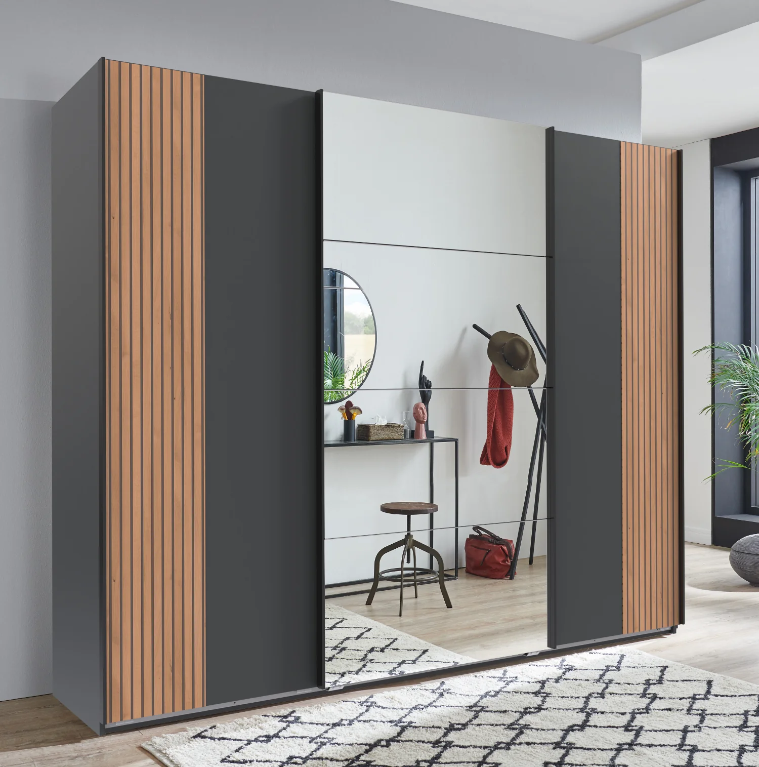 Schwebetürenschrank Malaga 3-türig mit Spiegeltür B/H/T ca. 225 x 208 x 64 cm - Image 8