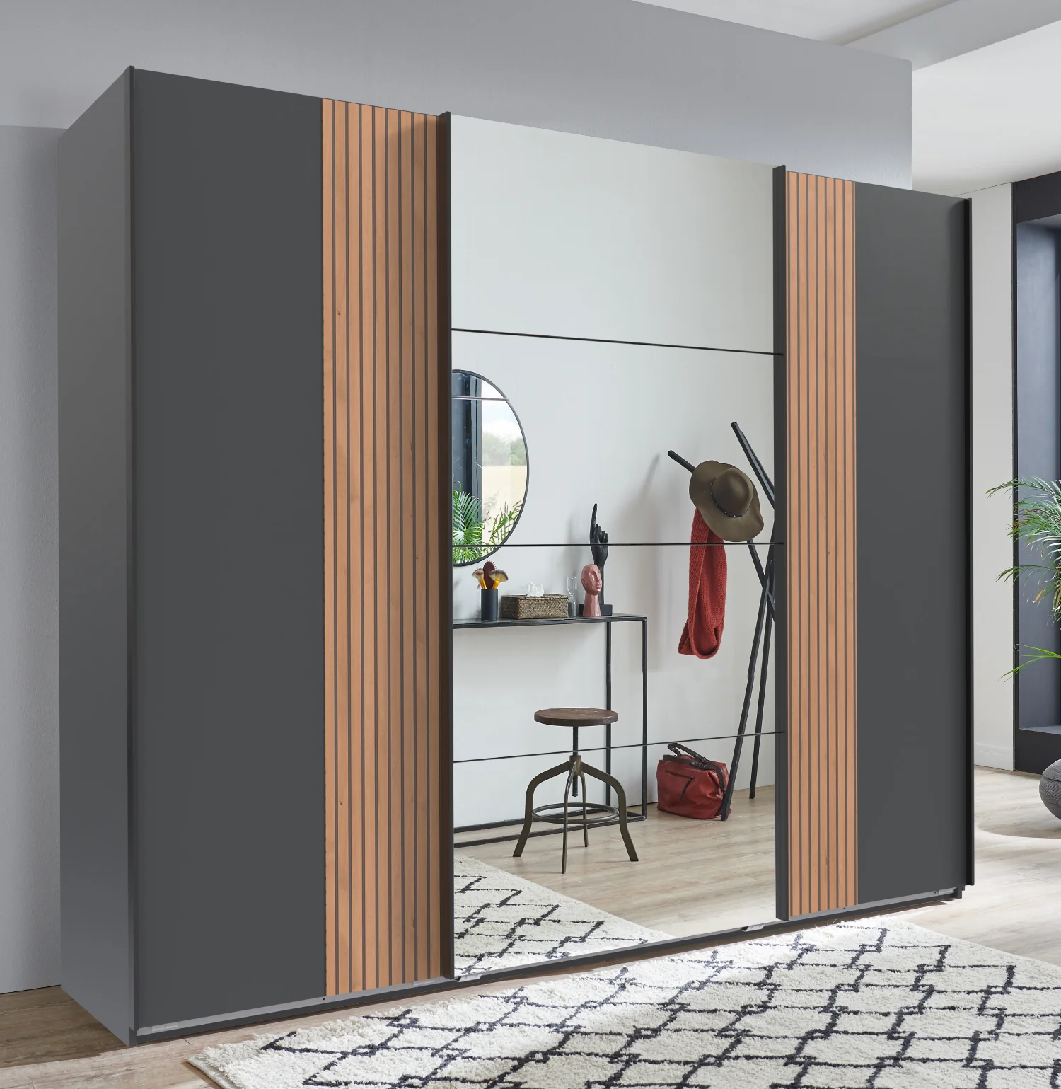 Schwebetürenschrank Malaga 3-türig mit Spiegeltür B/H/T ca. 225 x 208 x 64 cm - Image 9