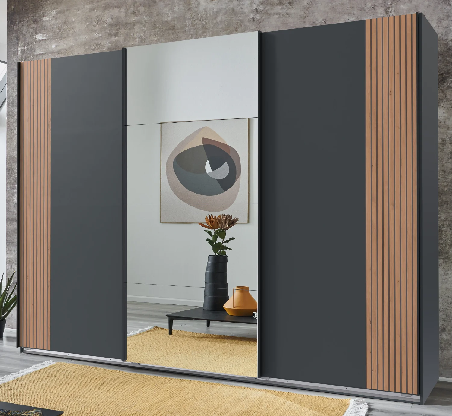 Schwebetürenschrank Malaga 3-türig mit Spiegeltür B/H/T ca. 270 x 208 x 64 cm - Image 7