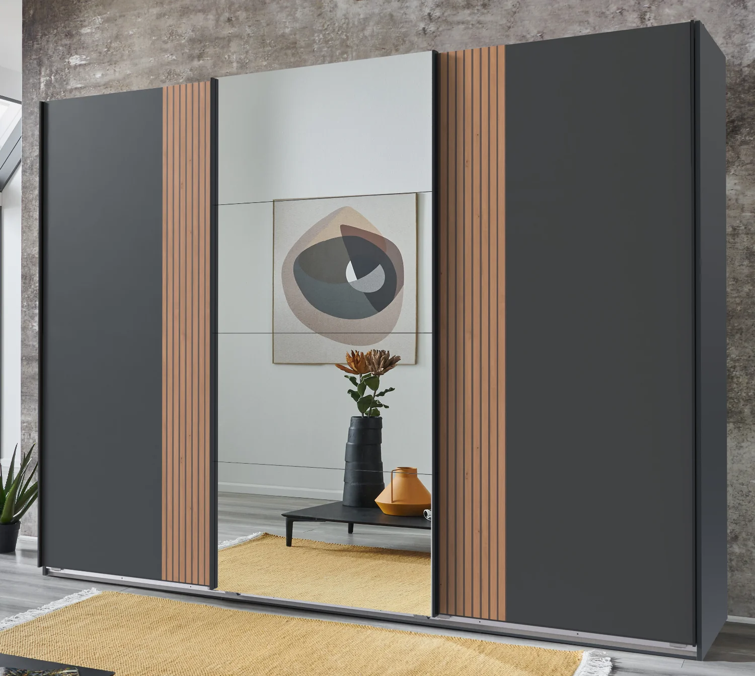 Schwebetürenschrank Malaga 3-türig mit Spiegeltür B/H/T ca. 270 x 208 x 64 cm - Image 8