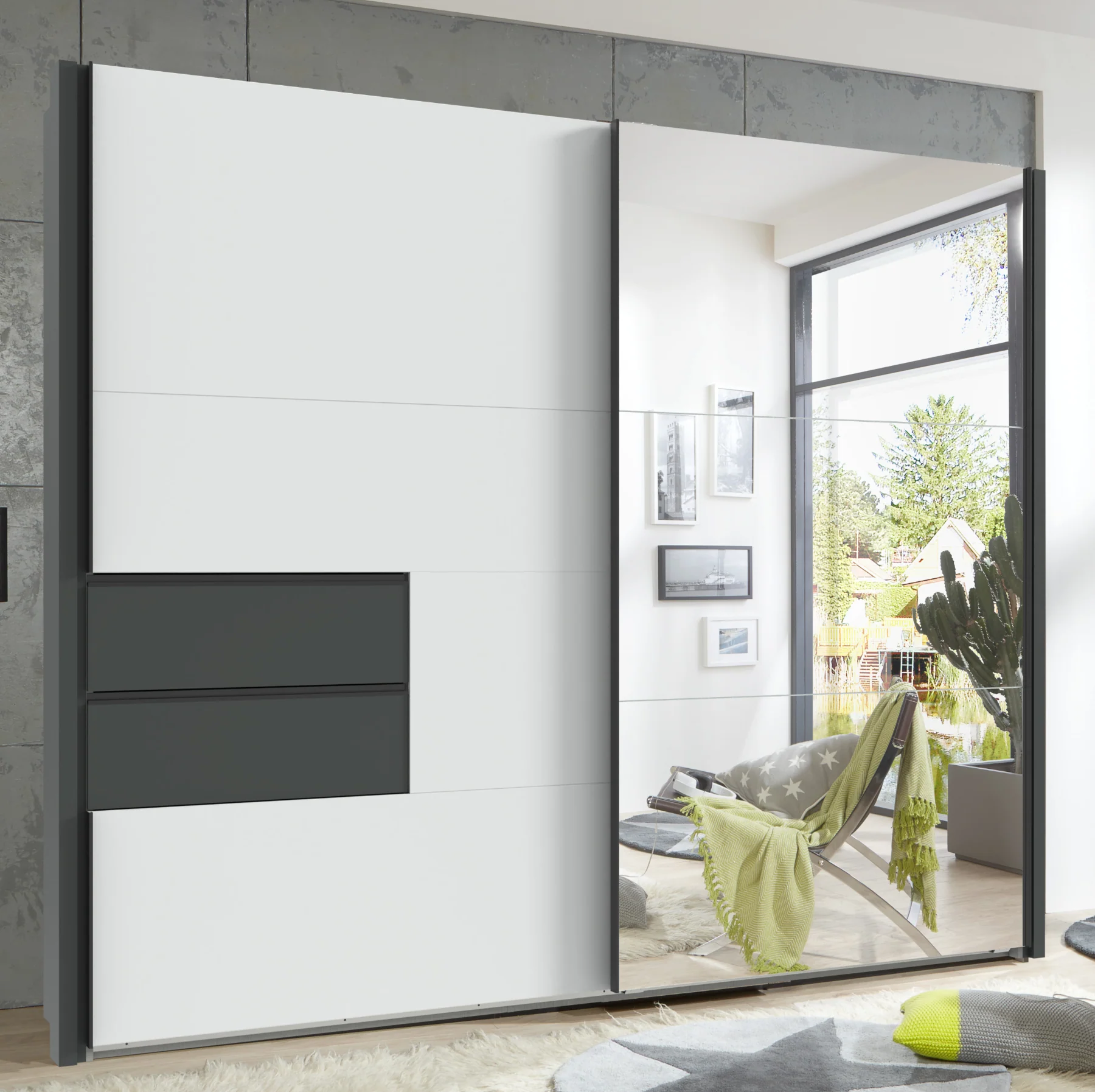 Schwebetürenschrank Palermo 2-türig mit Spiegel B/H/T ca. 250 x 216 x 65 cm - Image 10