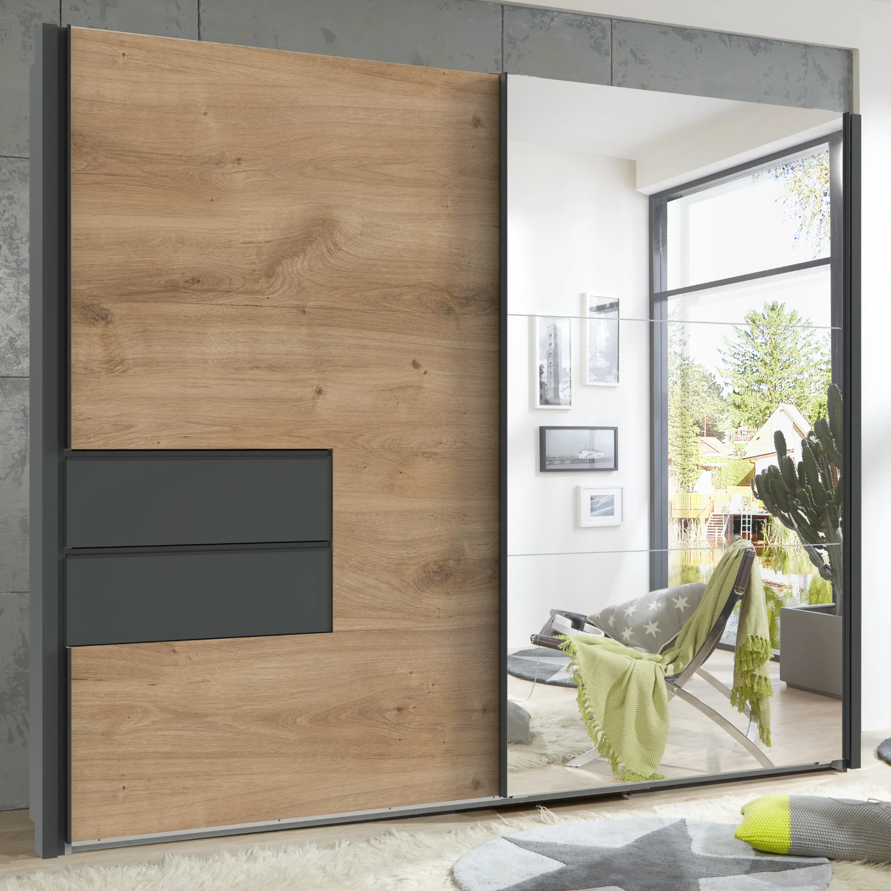 Schwebetürenschrank Palermo 2-türig mit Spiegel B/H/T ca. 250 x 216 x 65 cm - Image 8