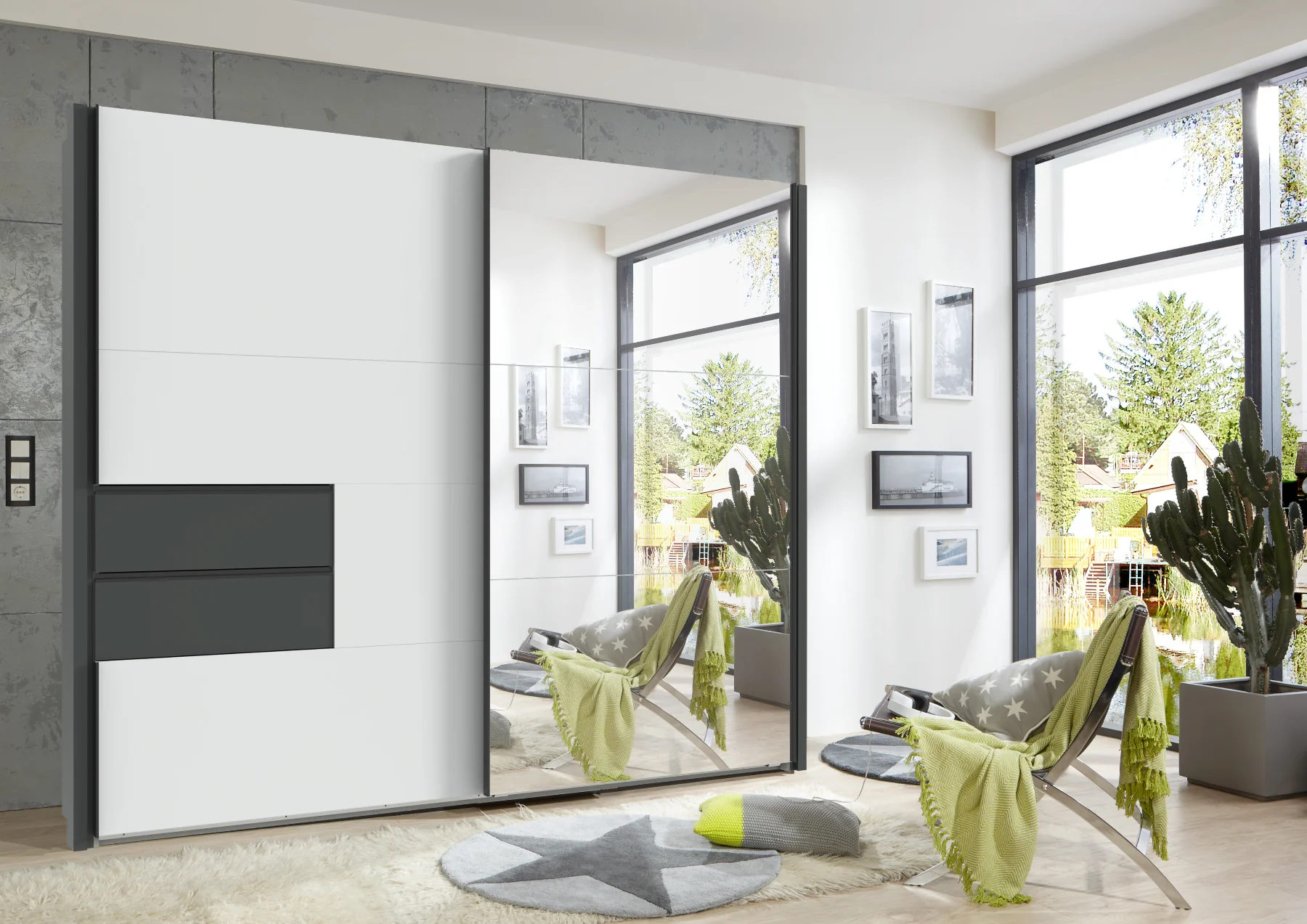 Schwebetürenschrank Palermo 2-türig mit Spiegel B/H/T ca. 250 x 216 x 65 cm - Image 9