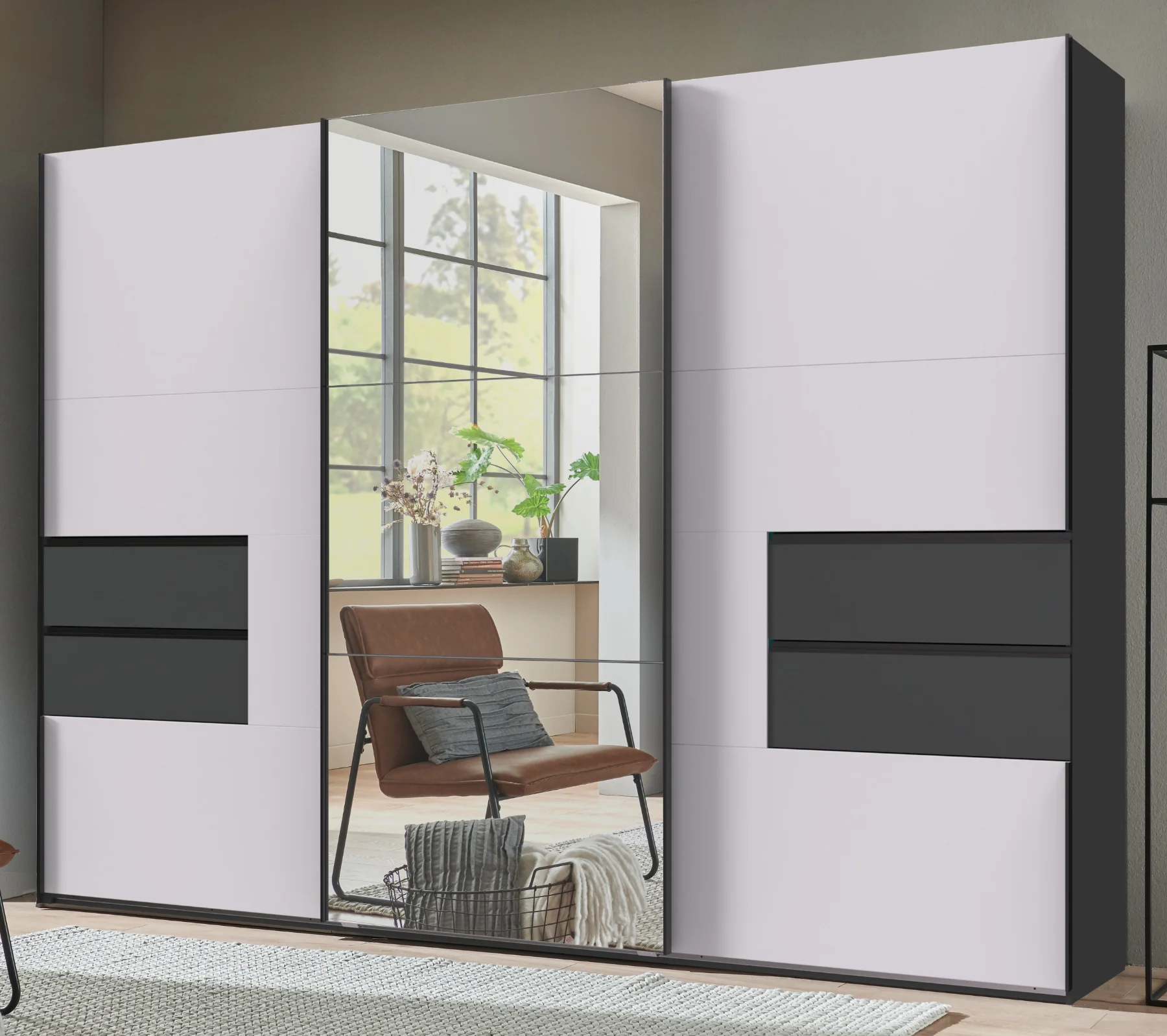 Schwebetürenschrank Palermo 3-türig mit Spiegel B/H/T ca. 300 x 216 x 65 cm - Image 7