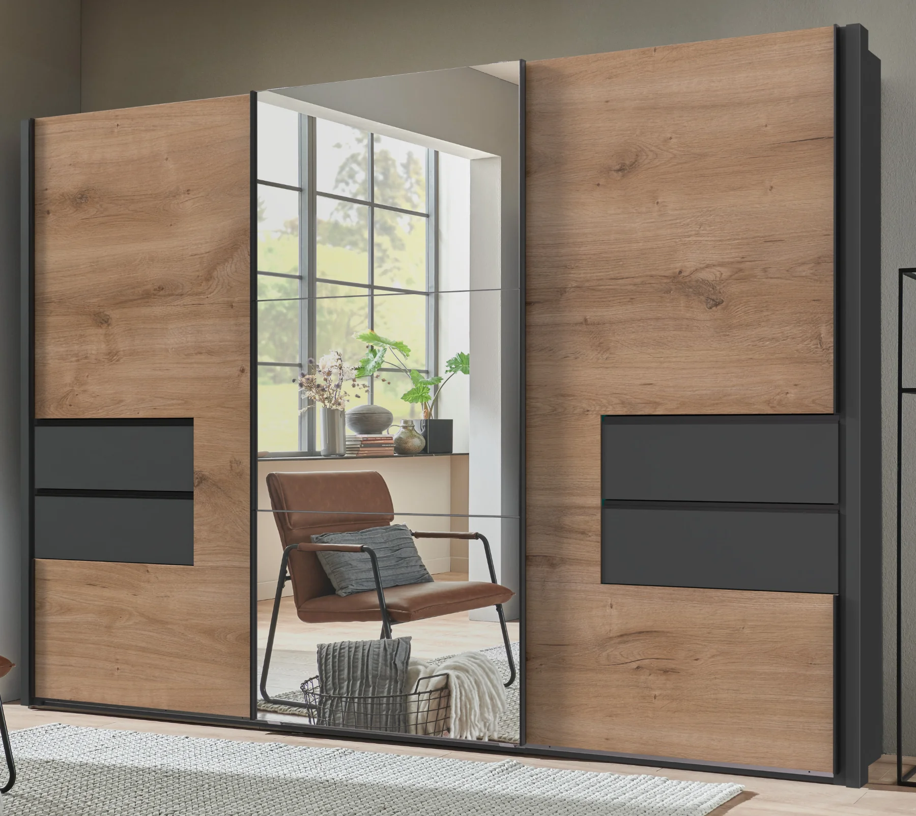 Schwebetürenschrank Palermo 3-türig mit Spiegel B/H/T ca. 300 x 216 x 65 cm - Image 8