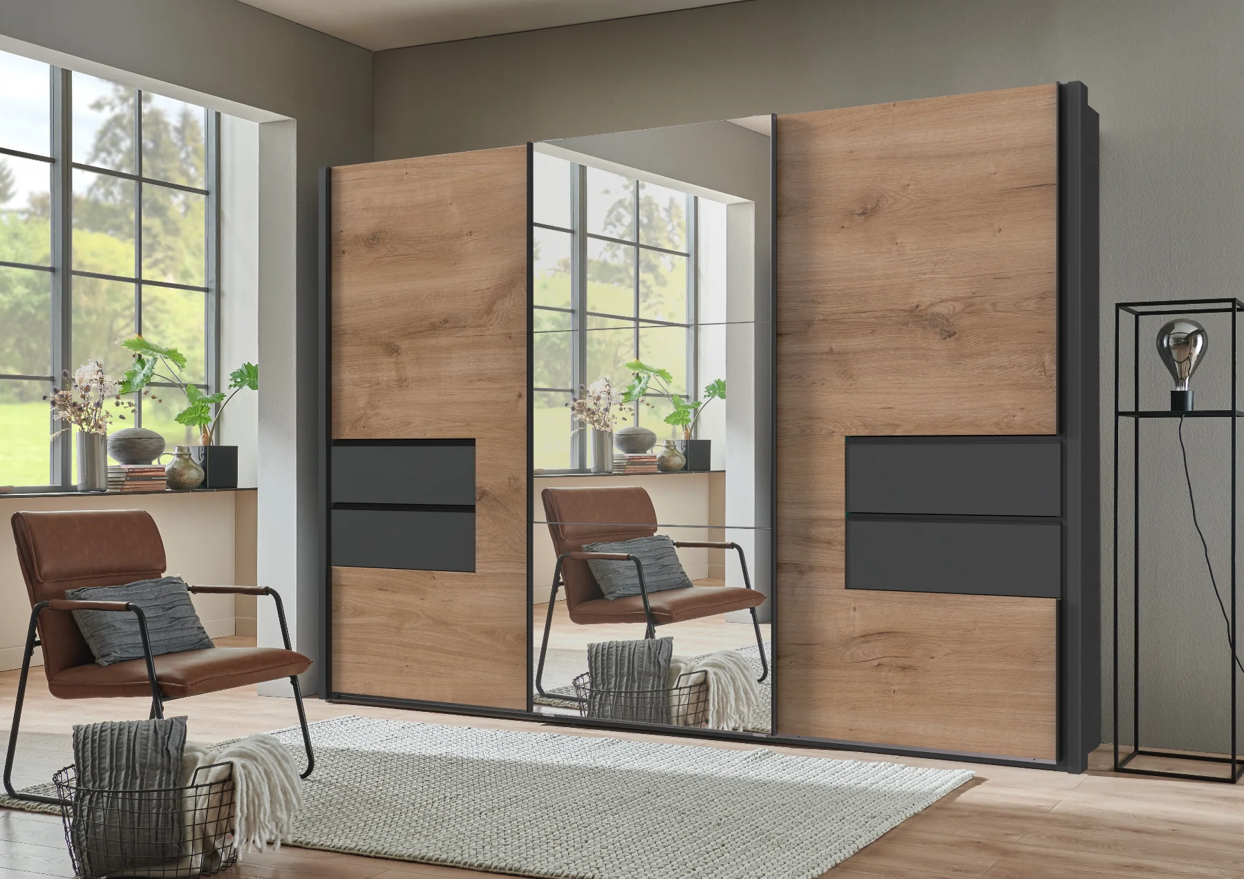 Schwebetürenschrank Palermo 3-türig mit Spiegel B/H/T ca. 300 x 216 x 65 cm - Image 9