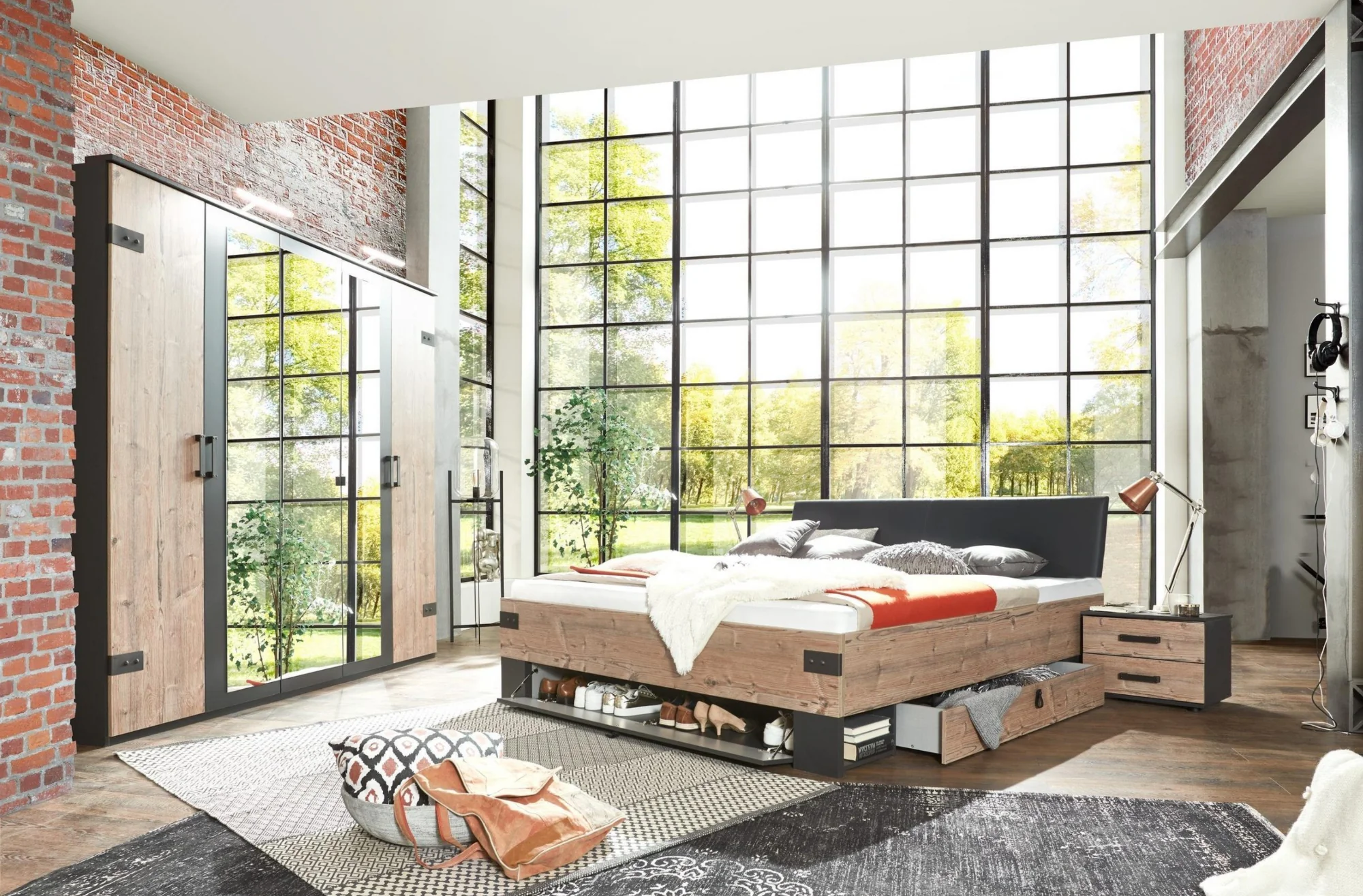 Drehtürenschrank Stockholm 5-türig mit 3 Spiegeltüren B/H/T ca. 225 x 210 x 58 cm - Image 3