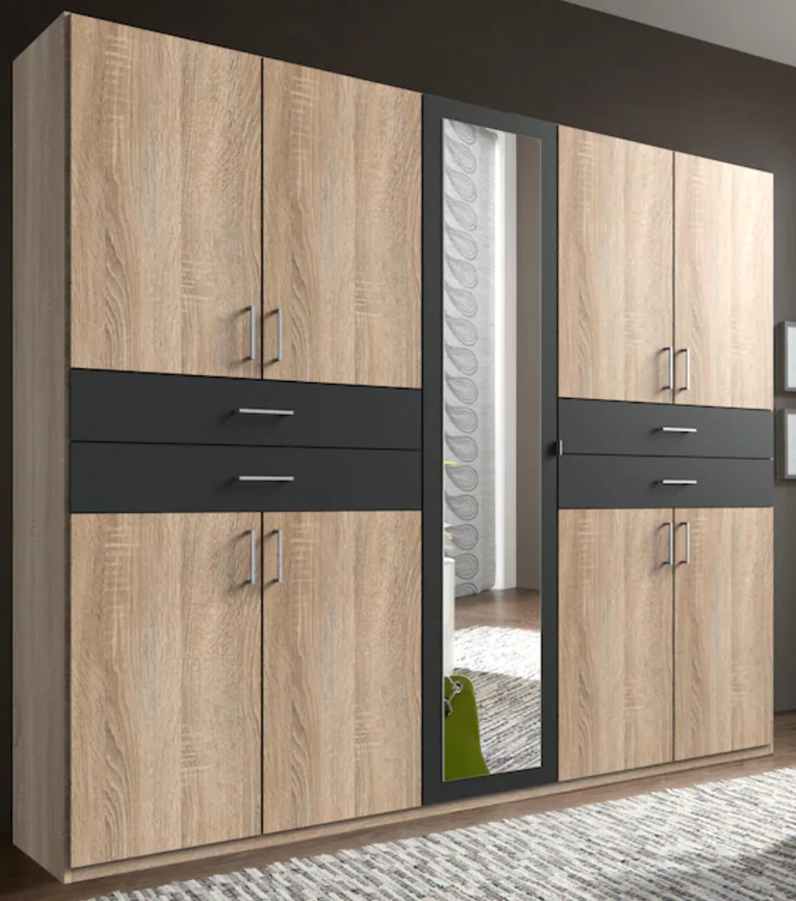 Drehtürenschrank Taiga 5-türig mit Spiegeltür und 4 Schubladen B/H/T ca. 225 x 208 x 58 cm - Image 10