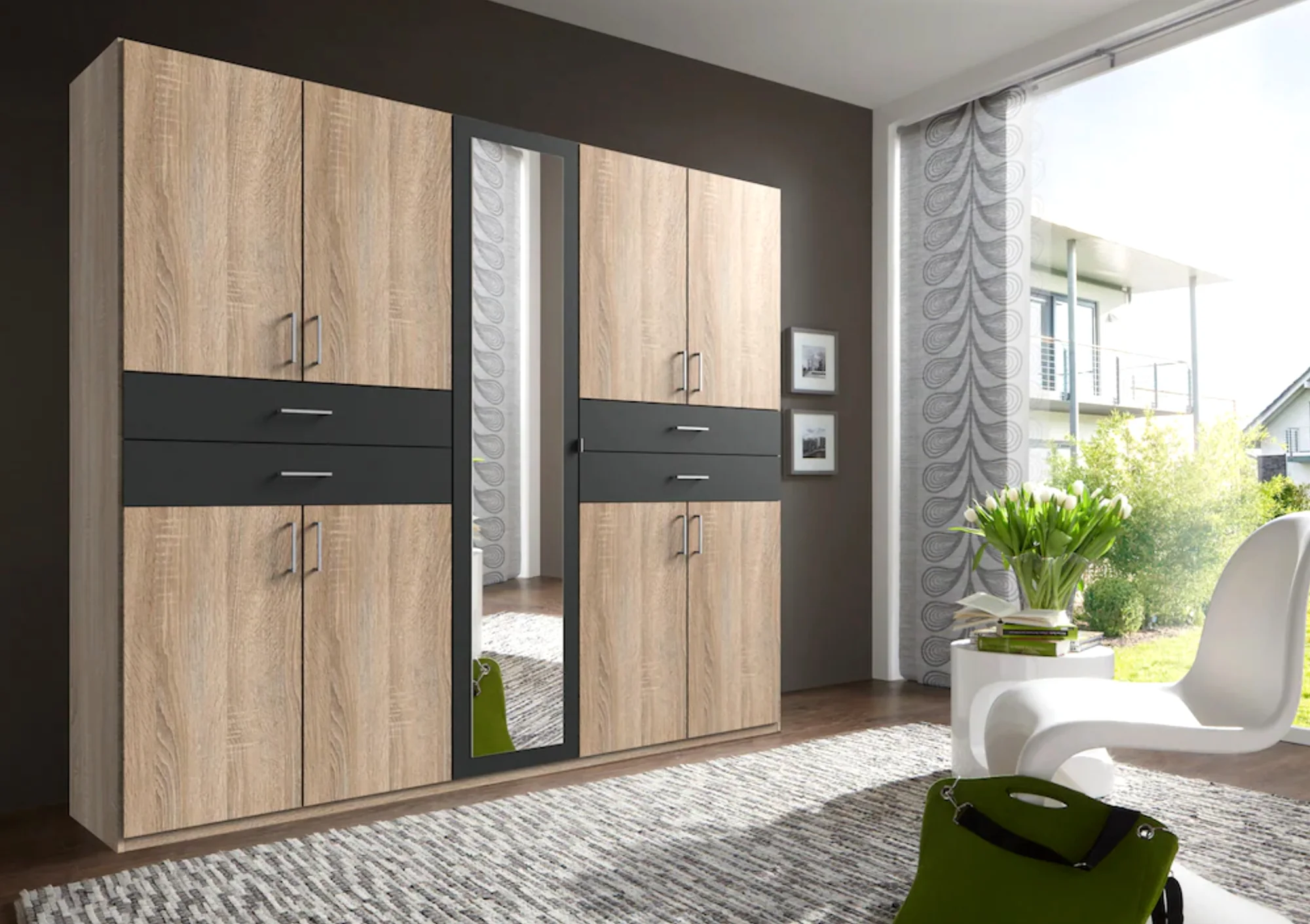 Drehtürenschrank Taiga 5-türig mit Spiegeltür und 4 Schubladen B/H/T ca. 225 x 208 x 58 cm - Image 5