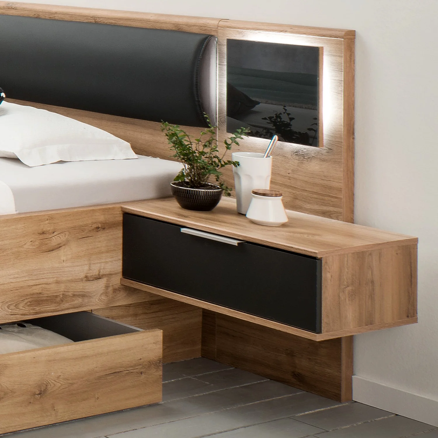 Wimex Futonbett Valencia Breite 160/180 x 200 cm inkl. Beleuchtung, inkl. Nachtschränke - Image 12