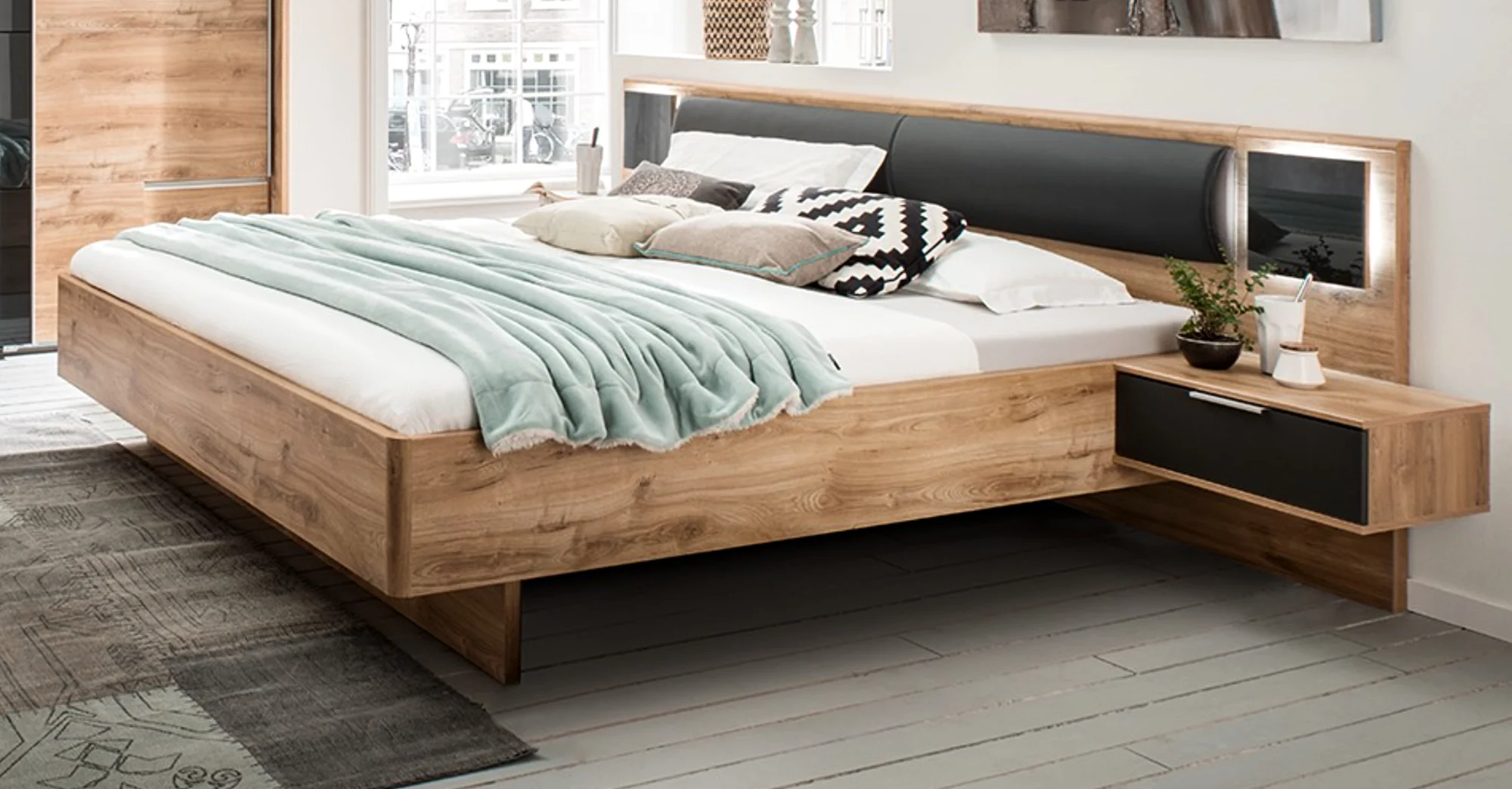 Wimex Futonbett Valencia Breite 160/180 x 200 cm inkl. Beleuchtung, inkl. Nachtschränke - Image 7